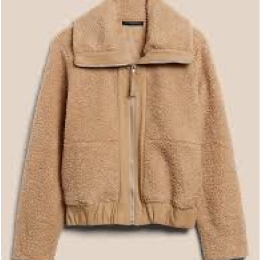 Banana Republic Sherpa Full Zip Jacket - Camel